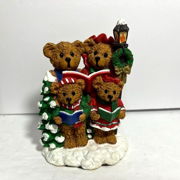 Hollybeary USA Carolling Bears Christmas Village Decoration 1995 - Picture 2 of 6